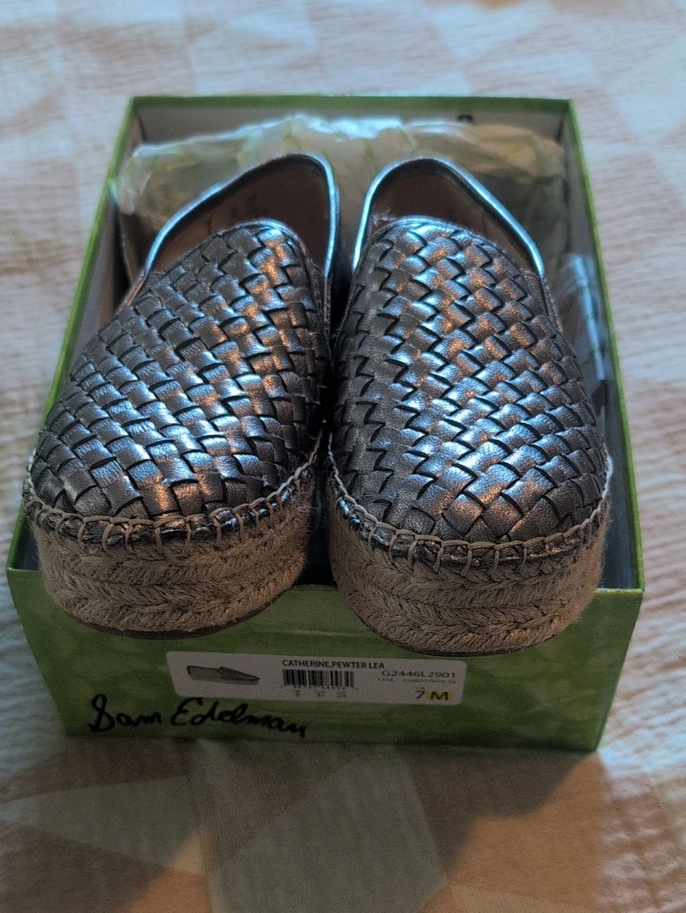 SAM EDELMAN Catherine Silver Loafers Espadrilles 7